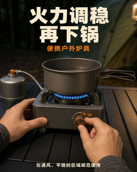 户外营地安全烹饪规范海报 - AI图片提示词示例