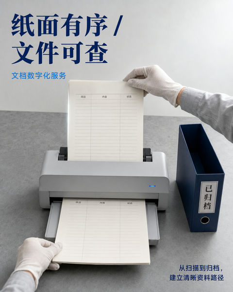 纸面有序文件可查数字化办公海报 - AI图片提示词示例