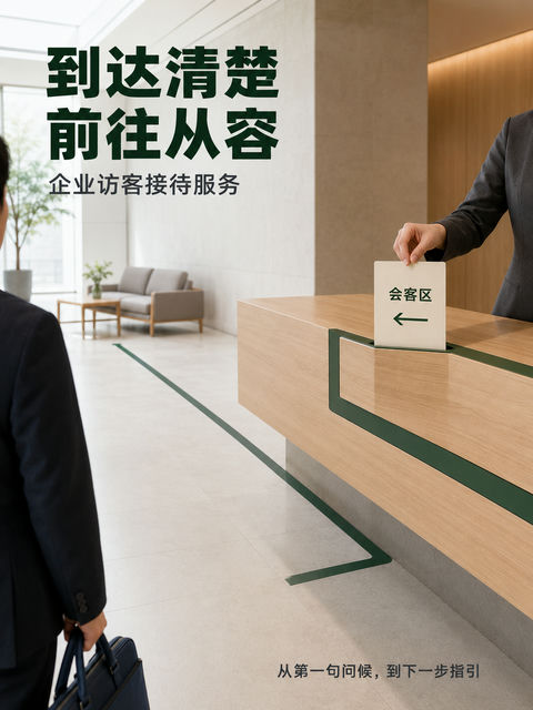 到达清楚前往从容企业导视海报 - AI图片提示词示例