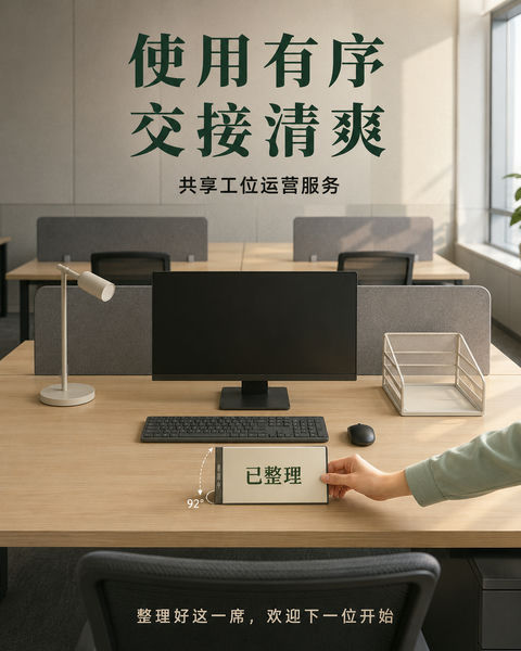 秩序之美：共享工位整理服务视觉海报 - AI图片提示词示例