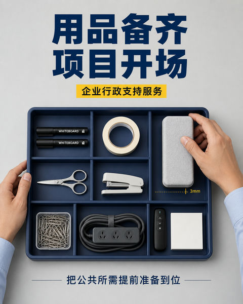 高效行政支持：项目启动办公物资准备 - AI图片提示词示例