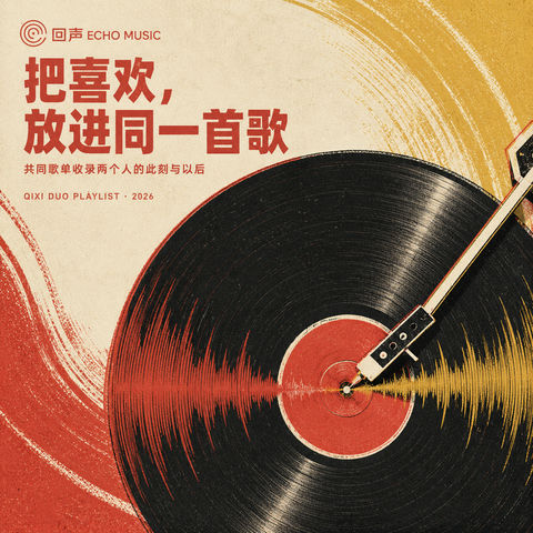 回声音乐七夕双人黑胶歌单 - AI图片提示词示例