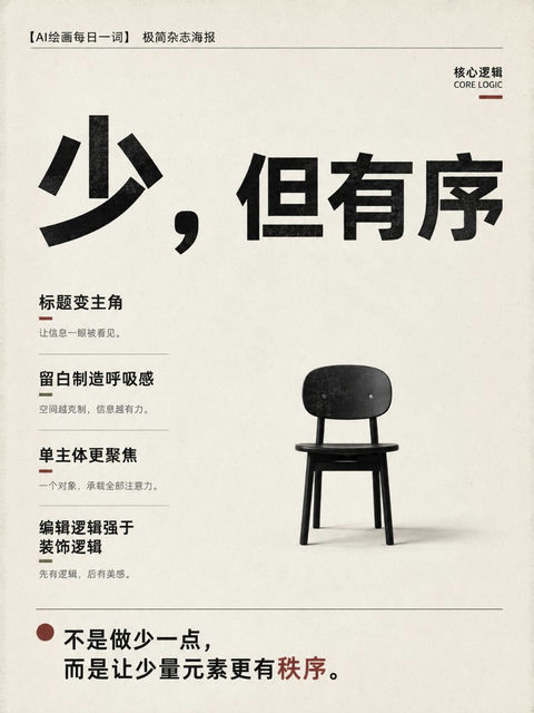 极简主义独立杂志海报设计提示词 - AI图片提示词示例