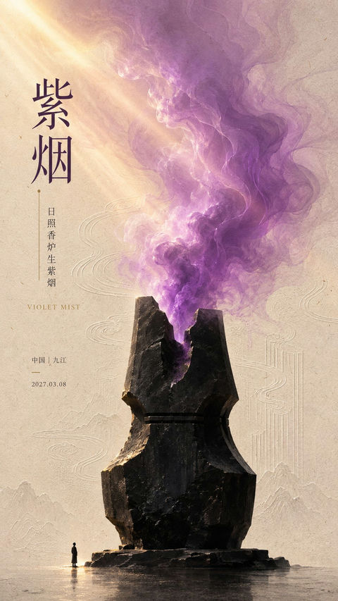 东方留白艺术海报装置提示词 - AI图片提示词示例