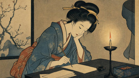 浮世绘风格插画提示词 - AI图片提示词示例