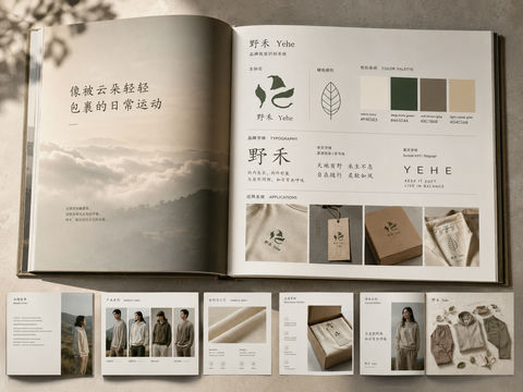 野禾品牌全案画册：自然治愈系极简美学 - AI图片提示词示例