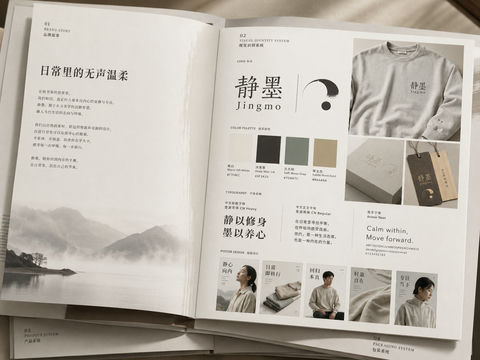当代东方治愈系品牌全案视觉手册 - AI图片提示词示例