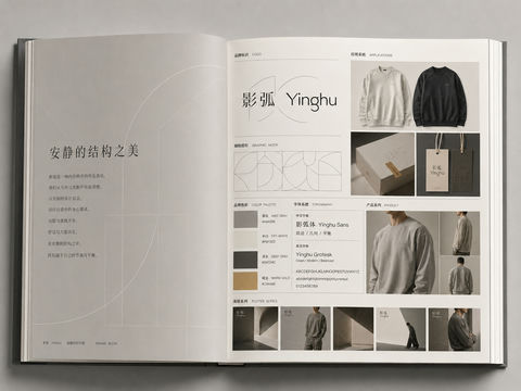 几何诗意影弧品牌全案视觉展示册 - AI图片提示词示例
