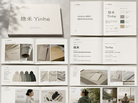 极简东方治愈系运动品牌全案画册 - AI图片提示词示例
