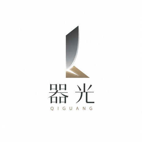 器光高端厨具品牌极简几何刀影标识设计 - AI图片提示词示例