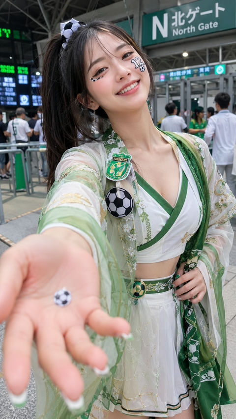 古风足球少女邀你进场：世界杯临场感瞬间 - AI图片提示词示例