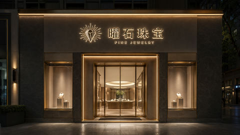 曜石珠宝现代极简奢华门头设计 - AI图片提示词示例