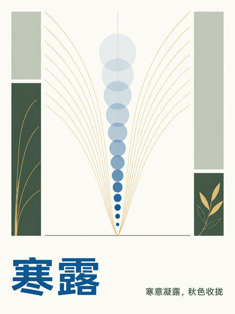极简几何寒露节气瑞士网格视觉海报设计 - AI图片提示词示例