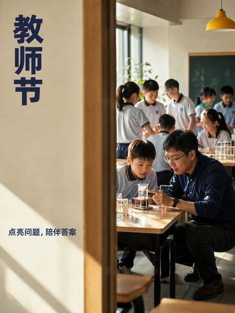 清晨实验室里的师生共同探索瞬间 - AI图片提示词示例
