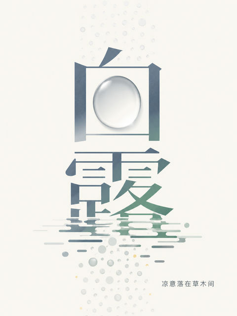 极简主义白露节气实验字体海报设计 - AI图片提示词示例