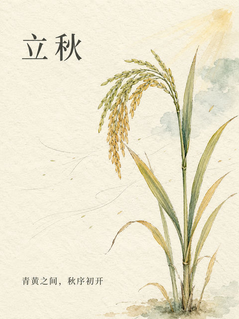 立秋时节唯美米白纸艺植物海报 - AI图片提示词示例