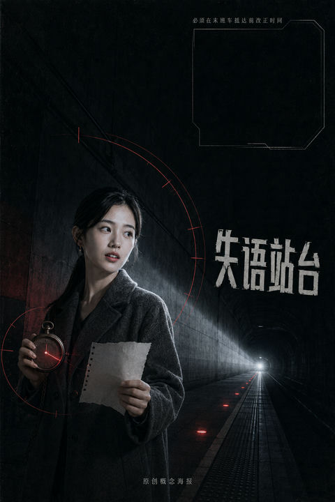 失语站台末班车心理悬疑海报 - AI图片提示词示例