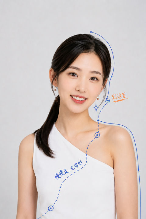 钴蓝纤维马克笔线条城市漫步批注 - AI图片提示词示例