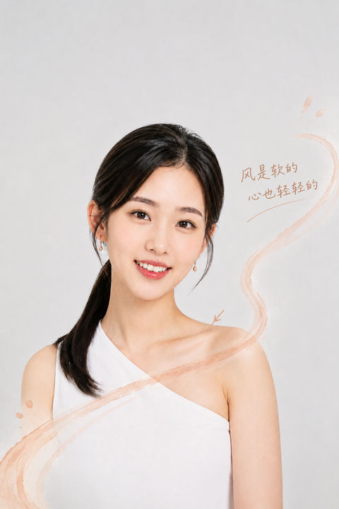 柔和水彩风灵动线条手写文字艺术叠加 - AI图片提示词示例