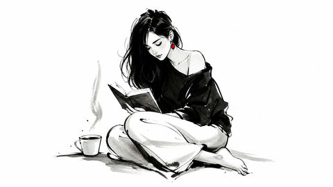 极简表现力水墨角色设计插画 - AI图片提示词示例