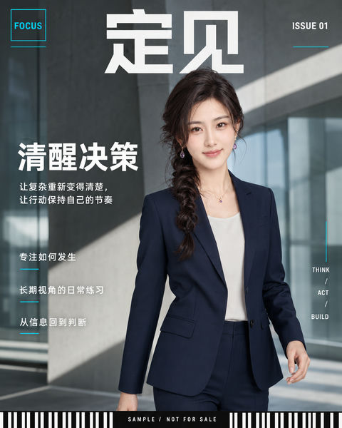 定见：现代商业思维刊物封面设计 - AI图片提示词示例