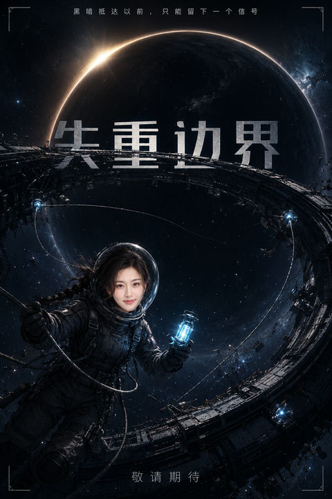 浩瀚星际失重边界科幻电影海报 - AI图片提示词示例