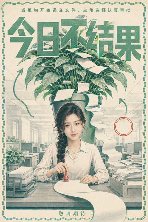 荒诞职场寓言：当绿植开始要求审批 - AI图片提示词示例