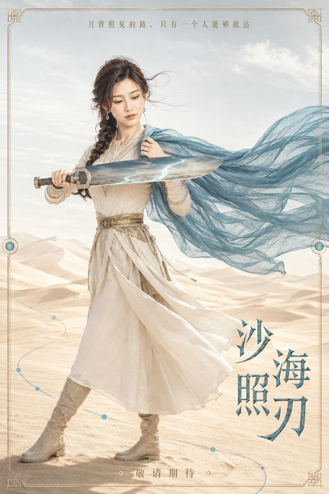 沙海照刃：镜中幻途的武侠美学海报 - AI图片提示词示例
