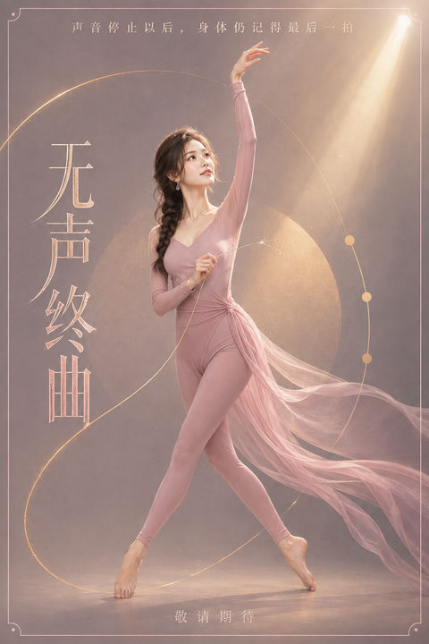 绝美舞者艺术写真：无声终曲电影海报 - AI图片提示词示例