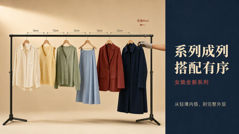 有序美学：女装系列陈列海报 - AI图片提示词示例