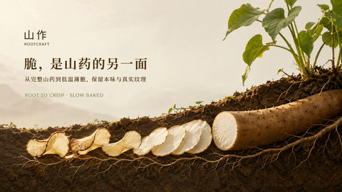 山作山药薄脆品牌官网首屏视觉大片 - AI图片提示词示例