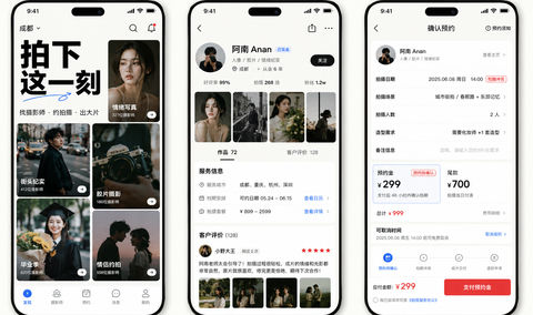 极简主义大字报刊风摄影约拍App界面设计 - AI图片提示词示例