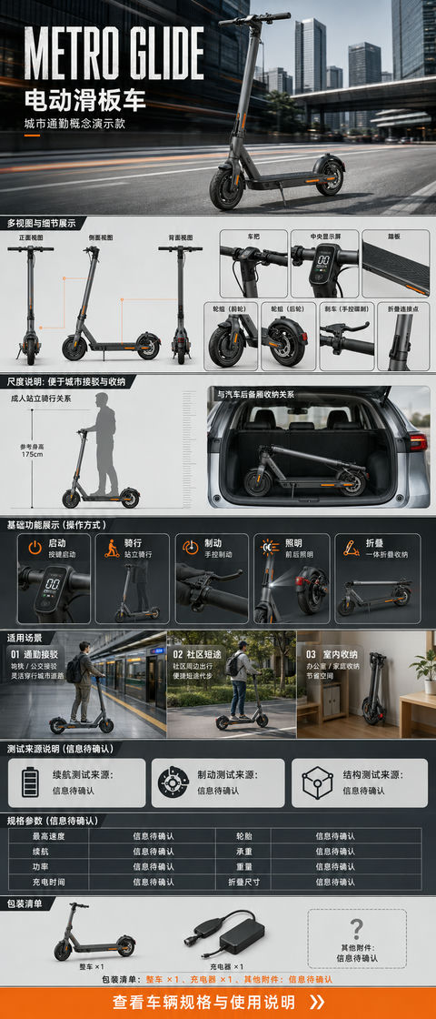 城市机能风滑板车电商详情页设计 - AI图片提示词示例