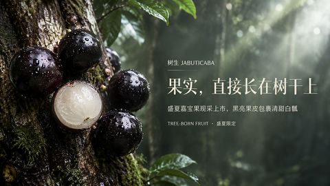 盛夏嘉宝果官网首屏品牌视觉大片 - AI图片提示词示例