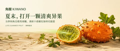 夏末沙洲角醒刺角瓜异域品牌视觉 - AI图片提示词示例