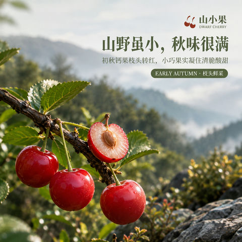 初秋山野微距：山小果品牌视觉大片 - AI图片提示词示例