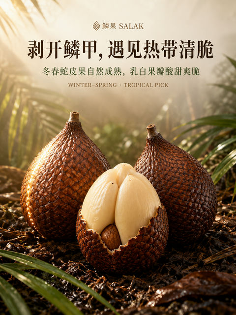 鳞果SALAK：剥开热带鳞甲的清脆时刻 - AI图片提示词示例