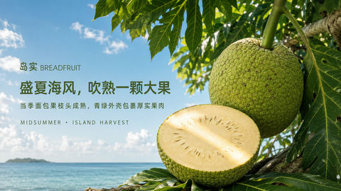 岛实品牌盛夏面包果官网首屏KV - AI图片提示词示例