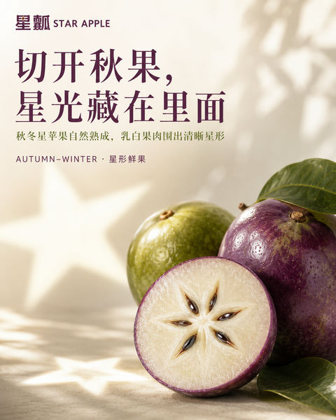 繁星入果：秋冬星苹果品牌视觉大片 - AI图片提示词示例