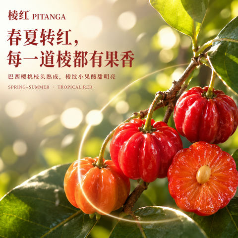 极致棱纹珠宝感巴西樱桃品牌视觉大片 - AI图片提示词示例