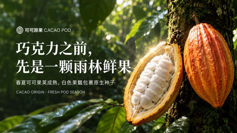 盛夏雨林的可可原果：探索巧克力最初的模样 - AI图片提示词示例