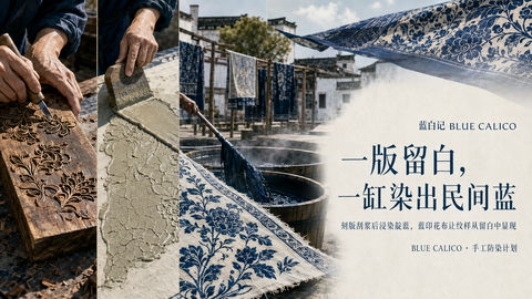 蓝白记：江南染坊里的非遗美学叙事 - AI图片提示词示例