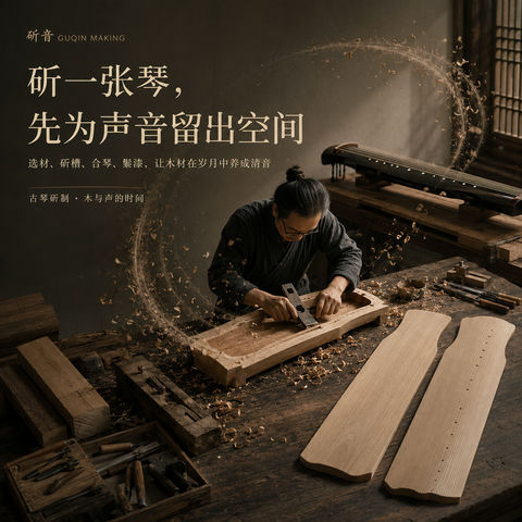 斫木成音：古琴斫制技艺品牌视觉大片 - AI图片提示词示例
