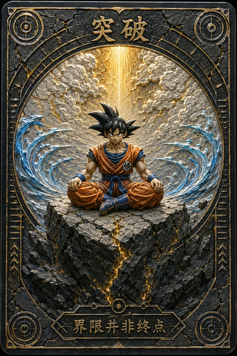 悟空突破神谕卡：界限并非终点 - AI图片提示词示例