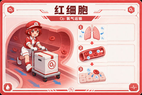 工作细胞科普卡：红细胞氧气运输指南 - AI图片提示词示例