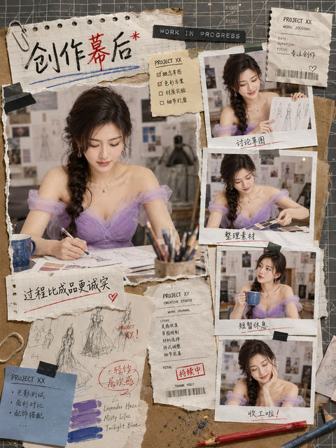 真实创作幕后：艺术家的工作手账纪录 - AI图片提示词示例
