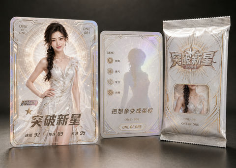 极稀有白金幻彩收藏卡牌全套展示 - AI图片提示词示例