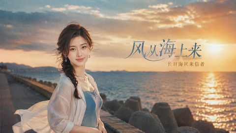 盛夏长日海风来信者电影感海报 - AI图片提示词示例