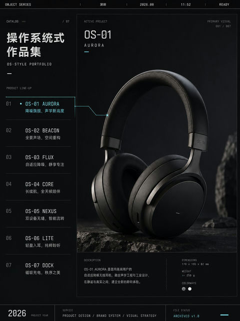 操作系统式作品集编辑海报设计 - AI图片提示词示例