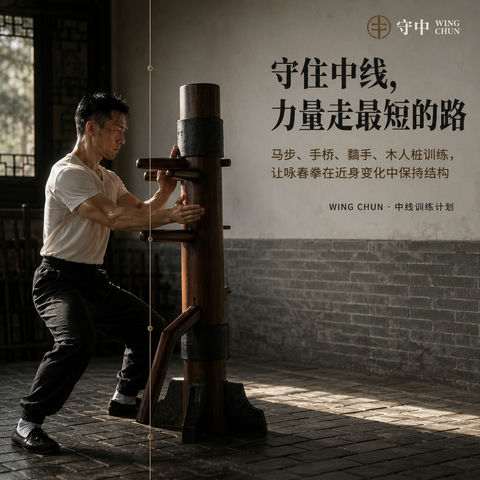 守中咏春：中线训练计划品牌主视觉 - AI图片提示词示例